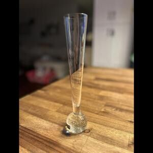 Vintage MCM Controlled Bubble Bud Vase Clear Art Glass Colony Made In Sweden 10”